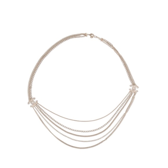 Chanel CC Strass Multistrand Double Loop Necklace in Gold - Picture 8 of 14